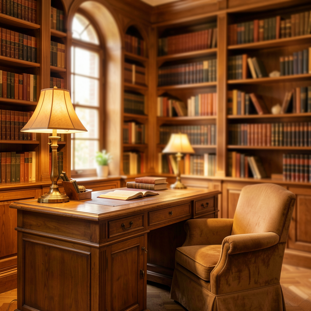 Warm library background